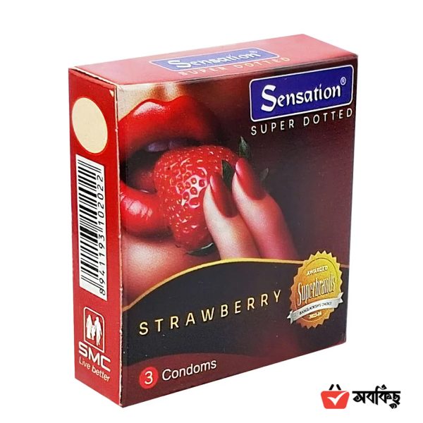 Sensation Super Dotted Strawberry Condom pack front view